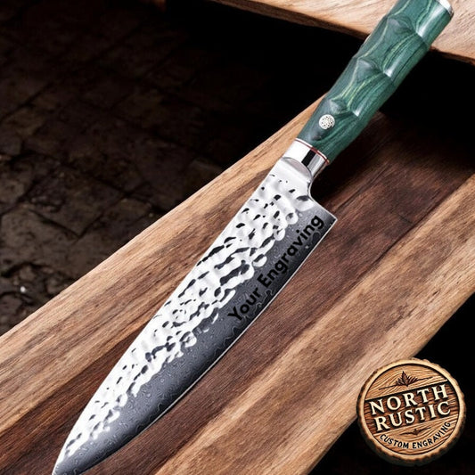 Personalized 8" Kitchen Knife Engraved VG10 Damascus Professional Culinary Chef Knives Gifts for Him Her Cooking Cutlery Home Goods VC07