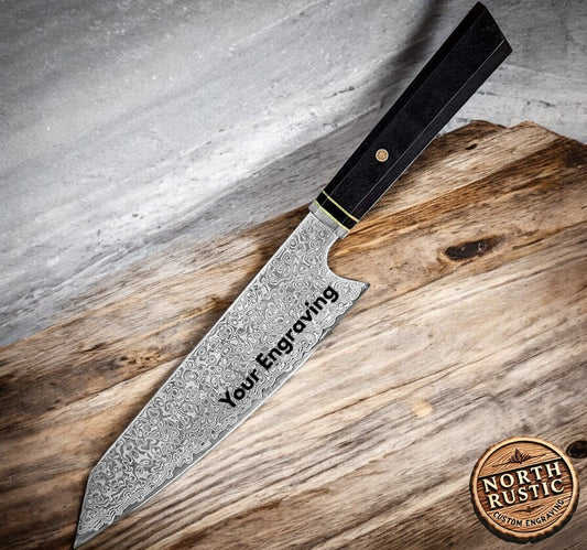 Engraved 8" VG10 Damascus Chef Knife Kitchen Culinary Personalized Knives Professional Premium Quality Home Goods Gift Utility VC14