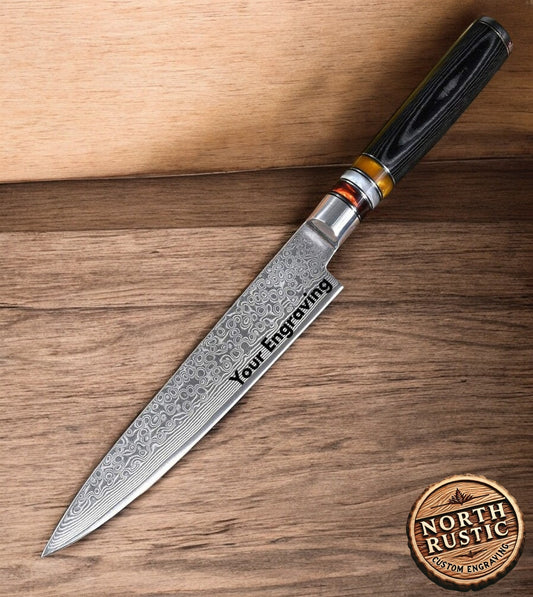 Engraved Paring Utility Knife Damascus 6" Blade Kitchen Culinary Personalized Chef Utility Knives Professional Premium Quality VC10