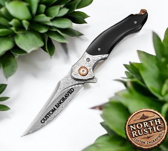 Ebony Sandal Wood Handle 7.8" Damascus Folding Knife