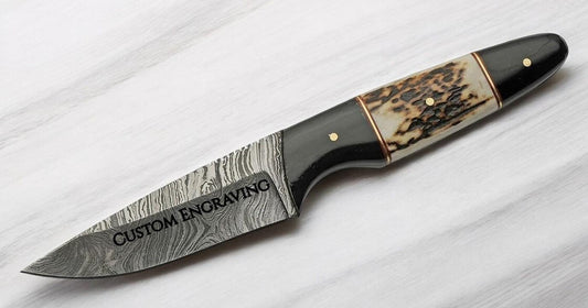 Deer Antler Handle Damascus Hunting Knife