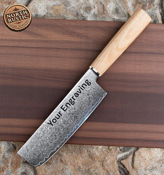 Chef Knife 6.8" Nakiri Damascus Kitchen Knife Olive Wood Handle Culinary Personalized Utility Professional Knives Premium Quality KL03