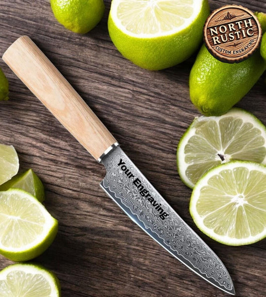 Chef Knife 5.3" Paring Damascus Kitchen Knife Olive Wood Handle Culinary Personalized Utility Professional Knives Premium Quality KL04