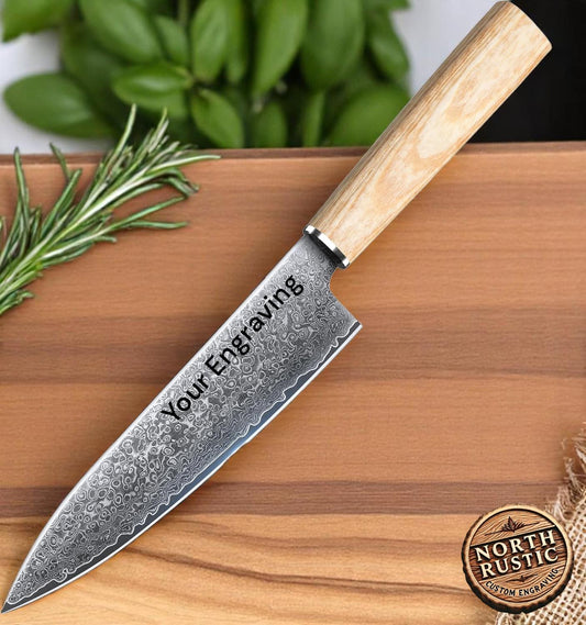 Chef Knife 7.5" Damascus Kitchen Knife Olive Wood Handle Culinary Personalized Utility Professional Knives Premium Quality KL02