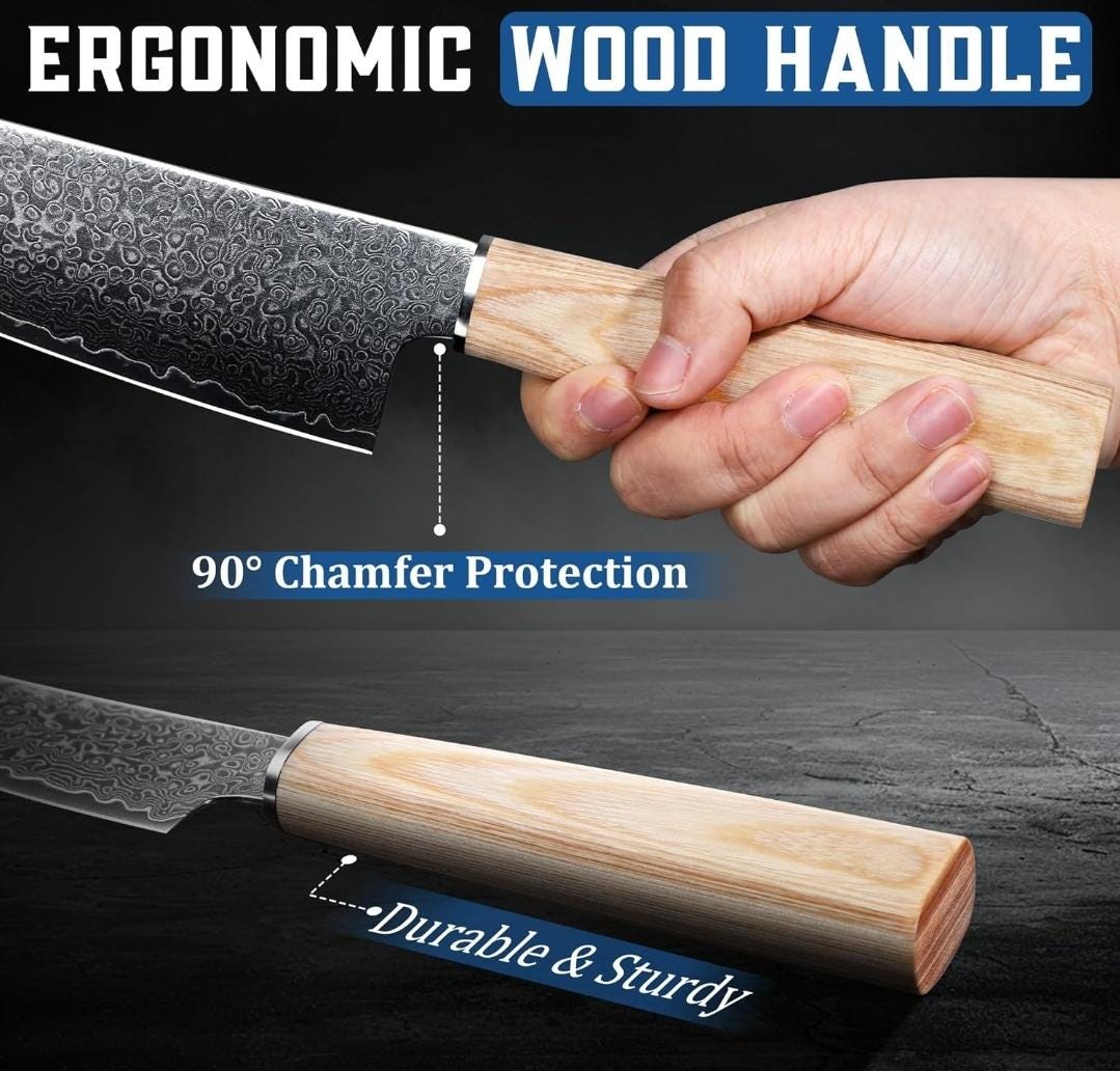 3 Pcs Set Chef Knife Nakiri Paring Damascus Kitchen Olive Wood Handle Culinary Personalized Utility Professional Knives Premium Quality KL11