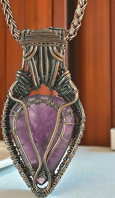 Wire Wrapped Necklace With Amethyst Pendant
