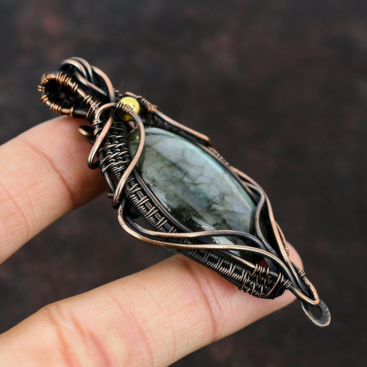 Wire Wrapped Labradorite Pendant 20" Necklace