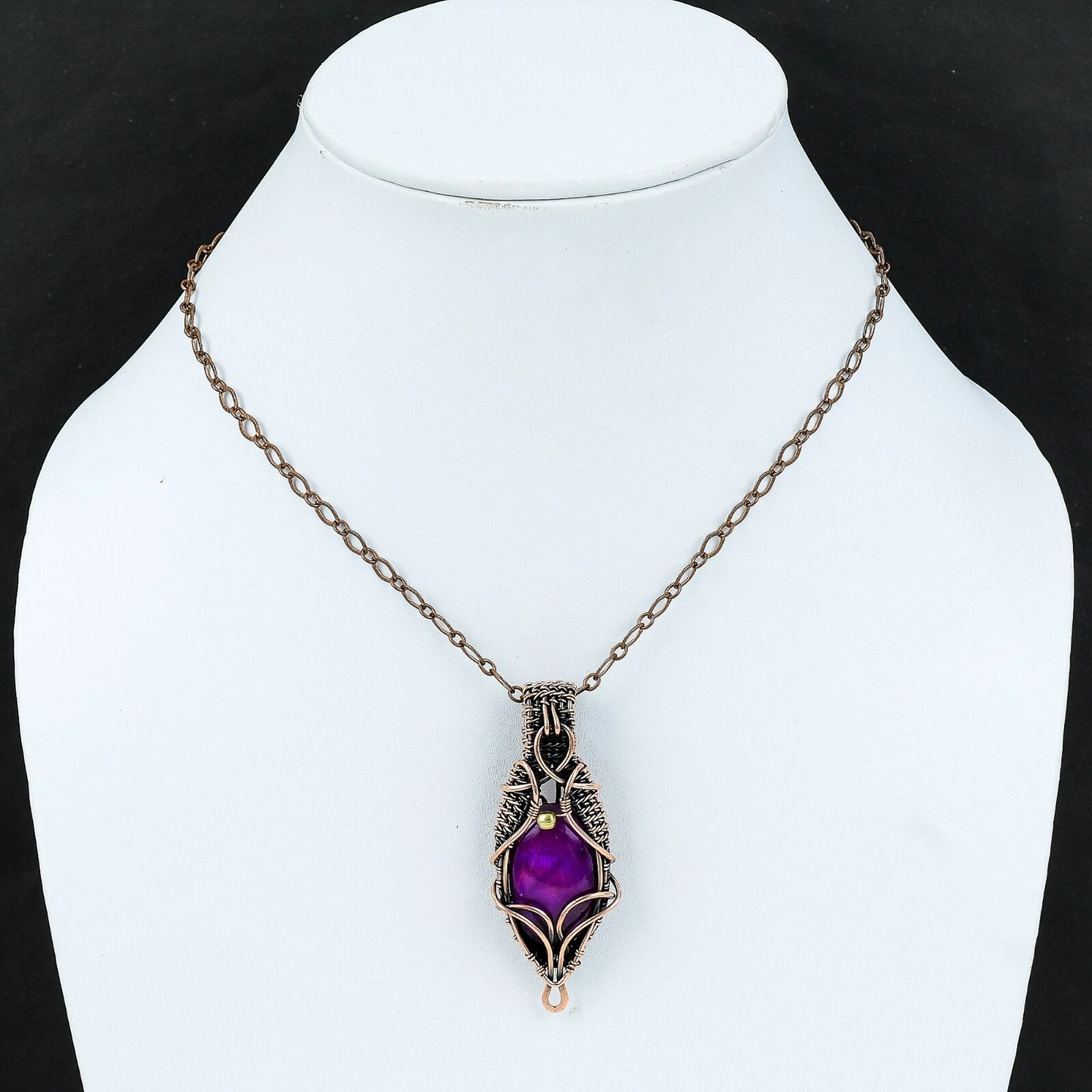 Wire Wrapped Pink Labradorite Pendant 20" Necklace