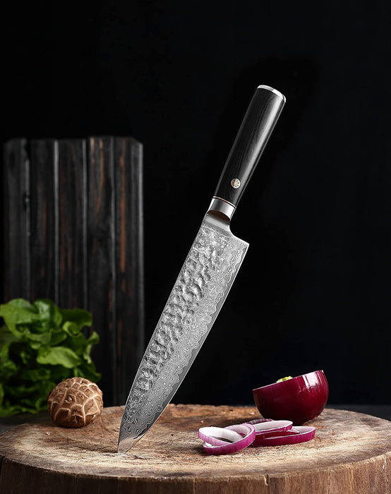 Chef Pakka Wood Handle Kitchen Culinary Knife 8" VG10 Damascus VC18 - North Rustic