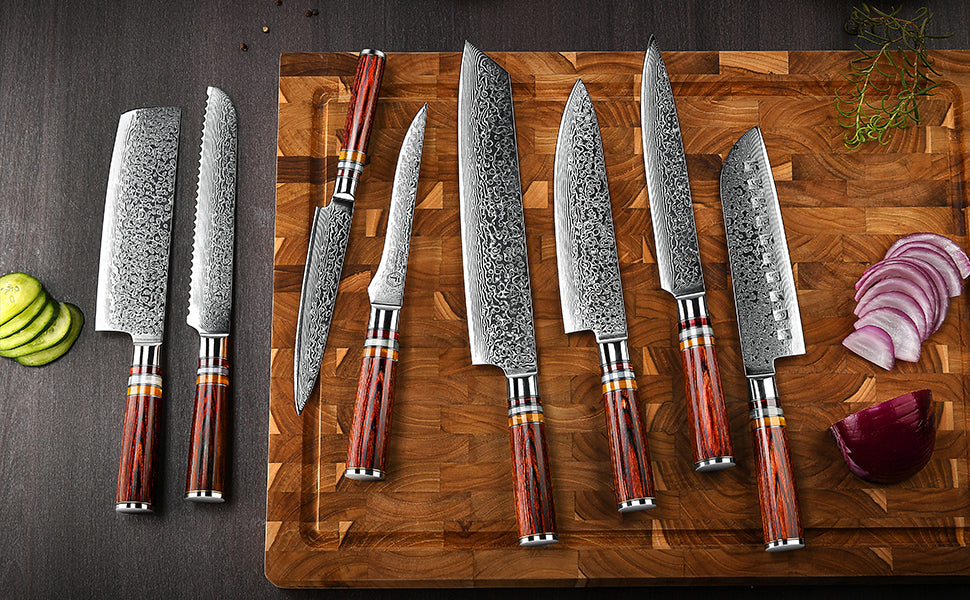 Damascus steel chef knife for kitchen and collection from North Rustic