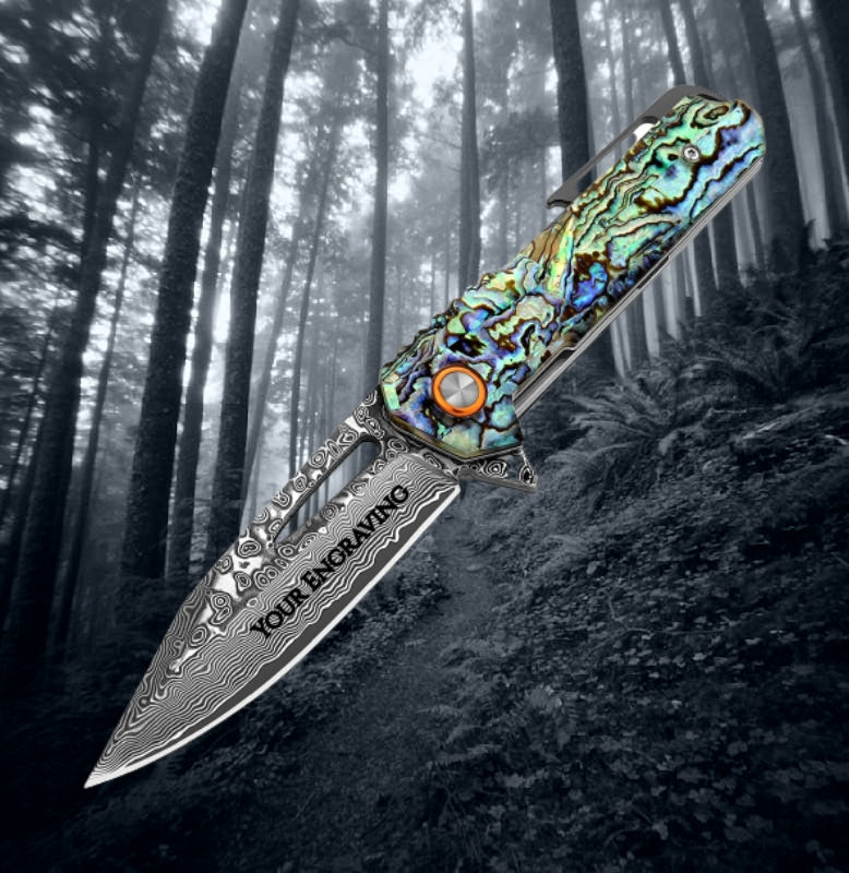 More Damascus Blades With Abalone Scales Have Arrived!!