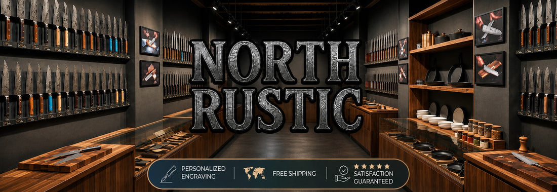 North Rustic decade of custom engraved Damascus steel knives craftsmanship