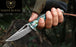 Damascus Folding Pocket Knife Abalone Shell Handle RL17