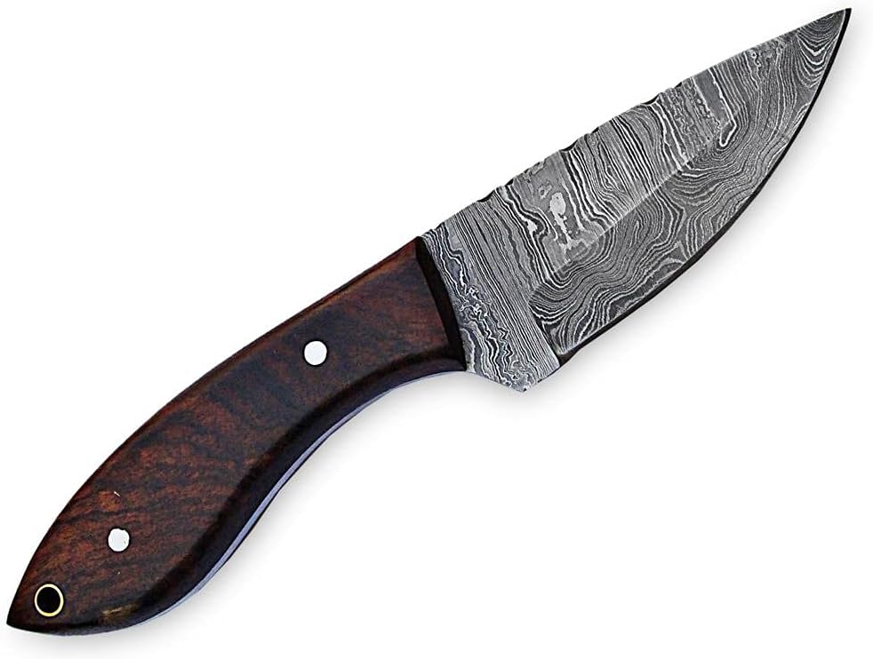 Rose Wood Handle 8" Damascus Hunting Knife