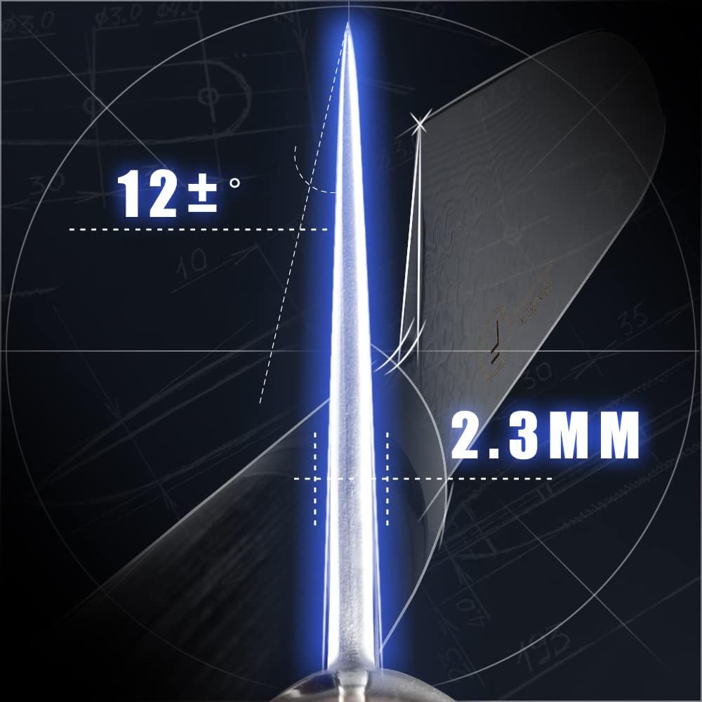 9.5" Engraved Kiritsuke Kitchen Knife Damascus Pakka Wood Handle