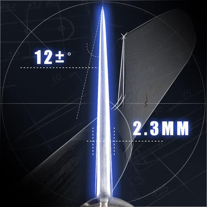 9.5" Engraved Kiritsuke Kitchen Knife Damascus Pakka Wood Handle