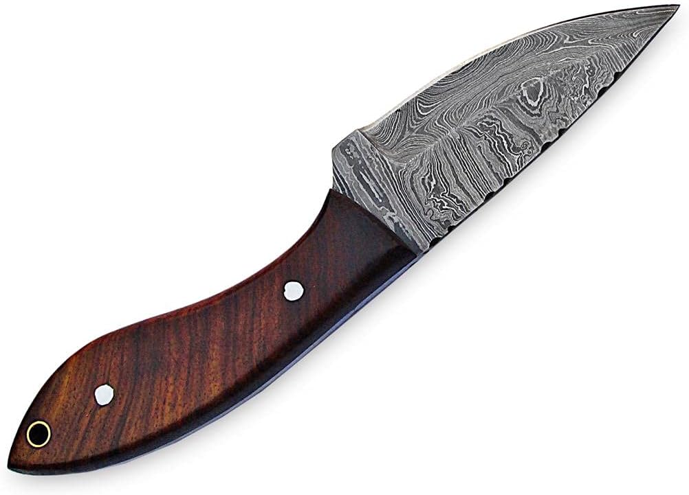 Rose Wood Handle 8" Damascus Hunting Knife