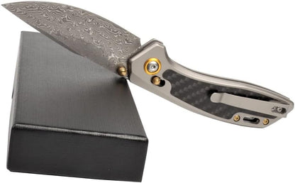 Carbon Fiber Steel Handle Damascus Pocket Knife