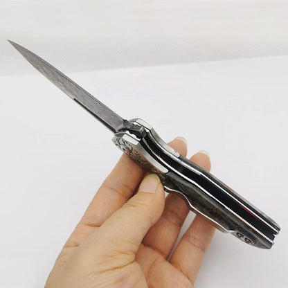 Abalone Handle 3" Damascus Pocket Knife