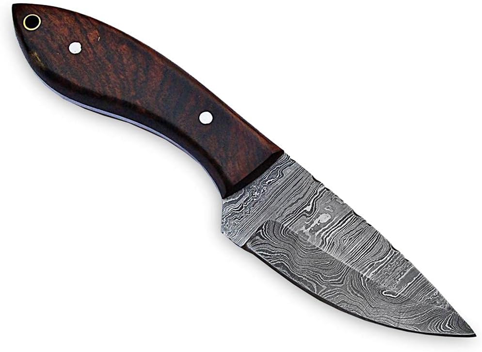 Rose Wood Handle 8" Damascus Hunting Knife
