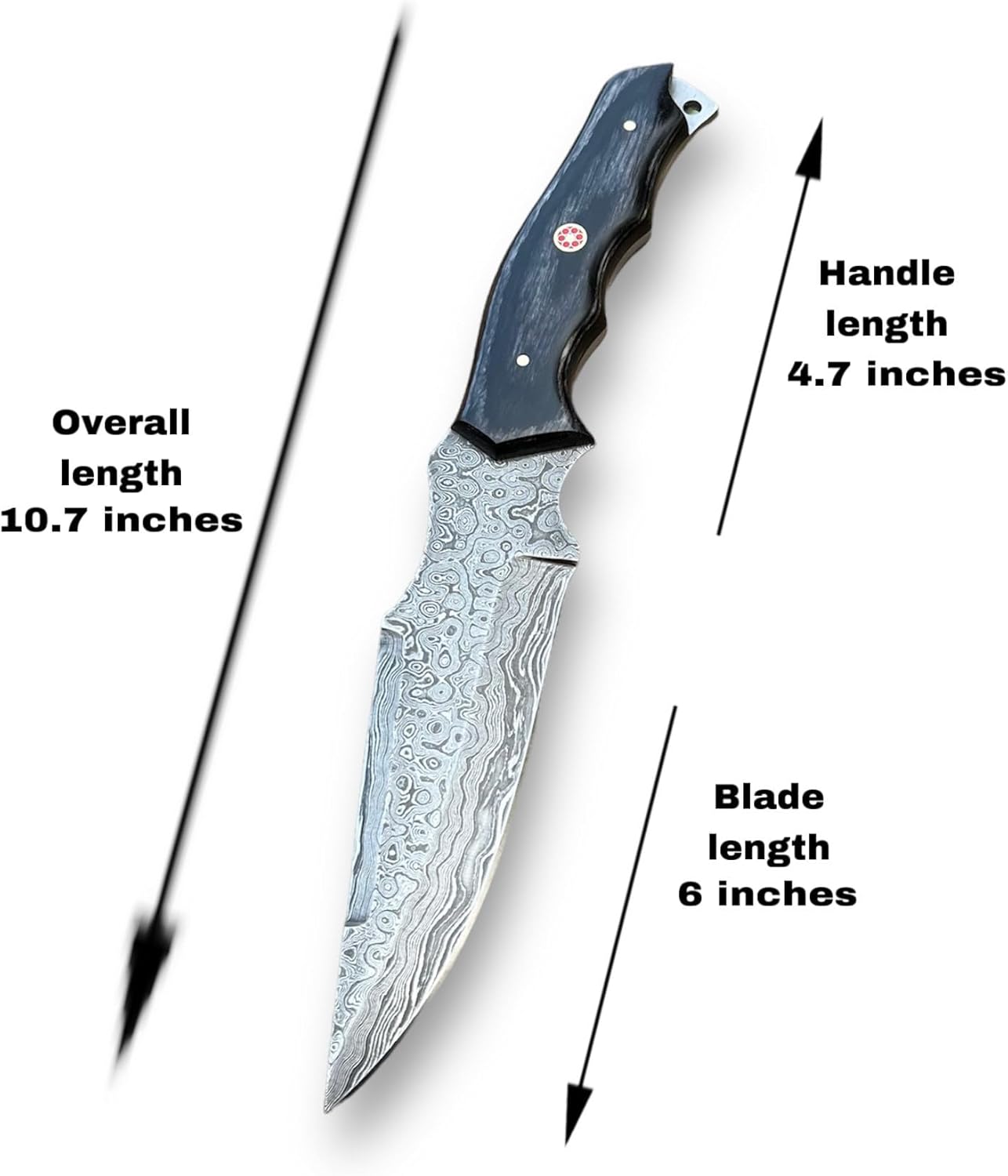 Damascus 10.7" Hunting Knife Shadow Olive Wood Handle