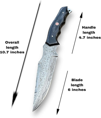 Damascus 10.7" Hunting Knife Shadow Olive Wood Handle
