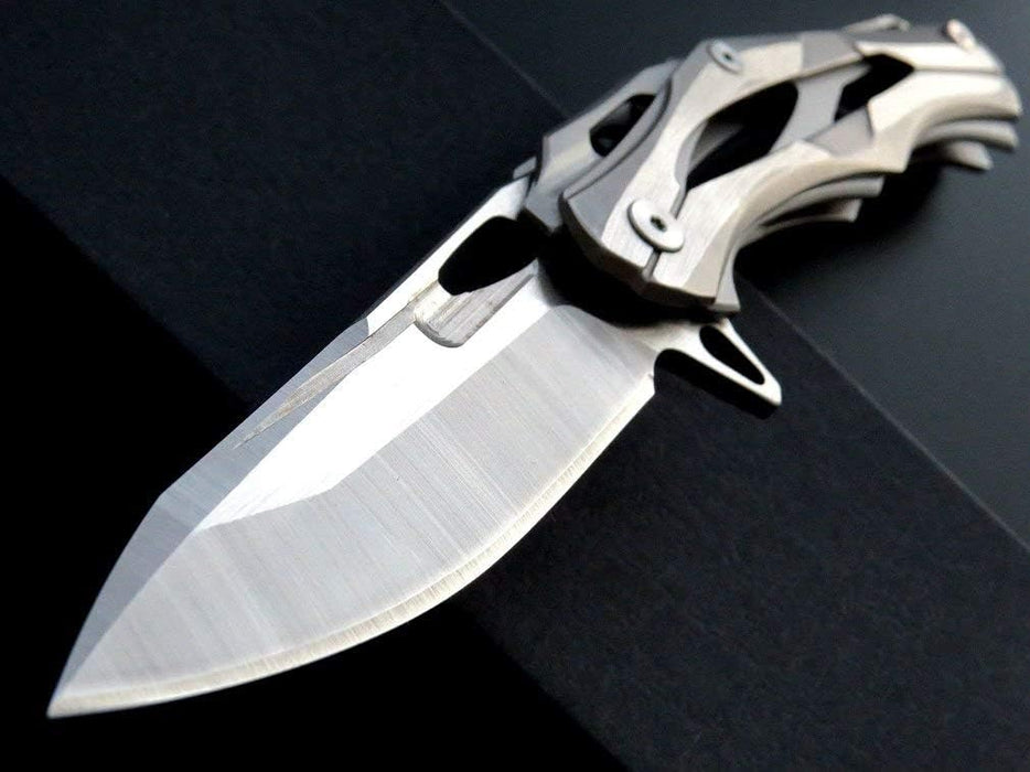 D2 Steel Blade 402 Stainless Steel Handle Pocket Knife NR28