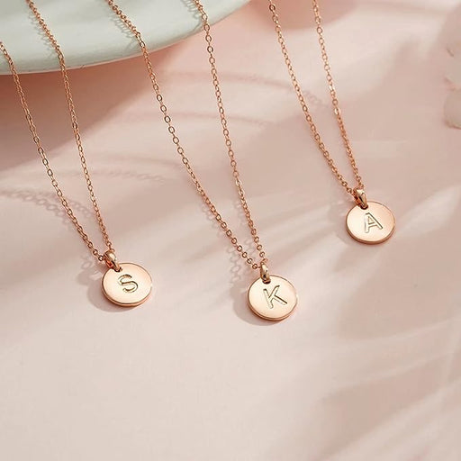 Rose Gold Circle Initial Necklace | LN07