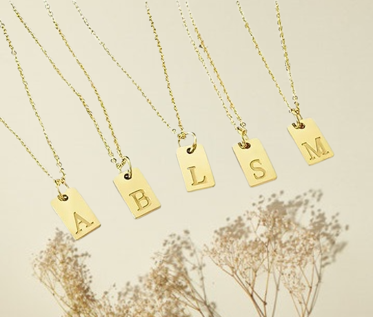 Gold Tag Initial Necklace | LN11