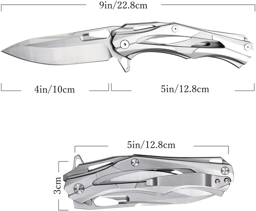 D2 Steel Blade 402 Stainless Steel Handle Pocket Knife NR28