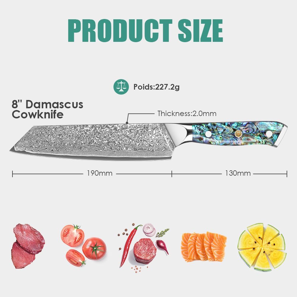 Engraved 8" Damascus Kiritsuke Kitchen Knife