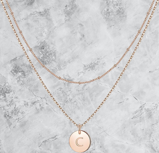 Rose Gold Layered Initial Necklace | LN12