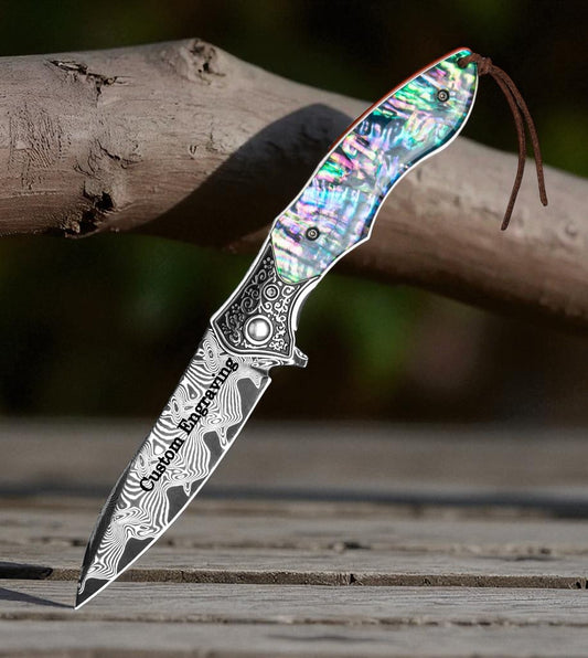 Abalone Damascus 8.27" Pocket Knife