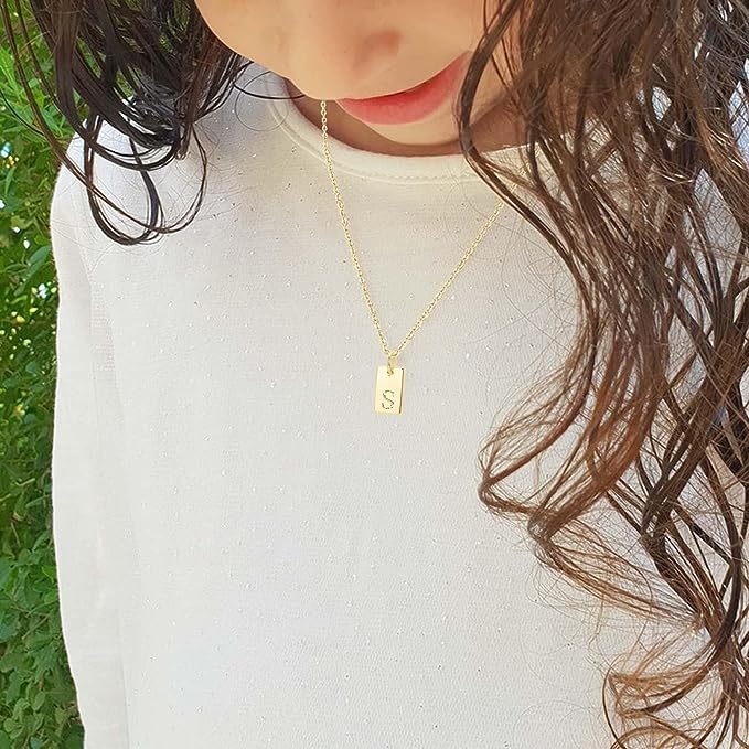 Gold Tag Initial Necklace | LN11