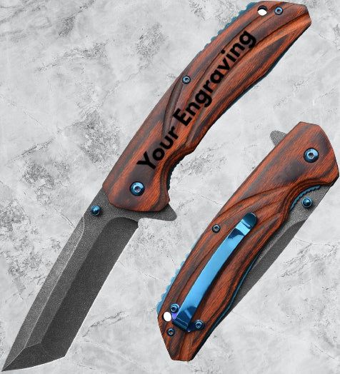Folding Knife Pakka Wood Handle Damascus RL05 - North Rustic