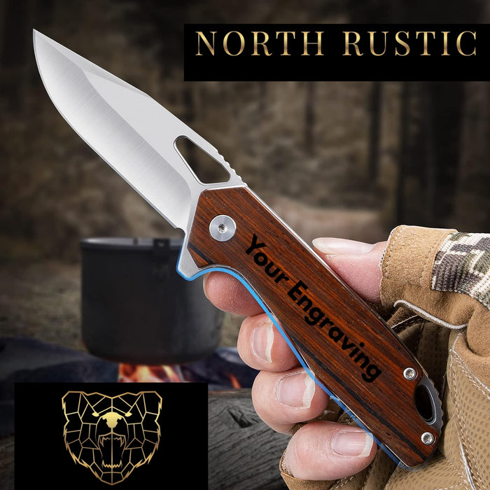 Stainless Steel Folding Knife Rose Wood Handle RL04