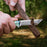 Damascus Tanto Folding Pocket Knife Abalone Shell Handle NR05 - North Rustic