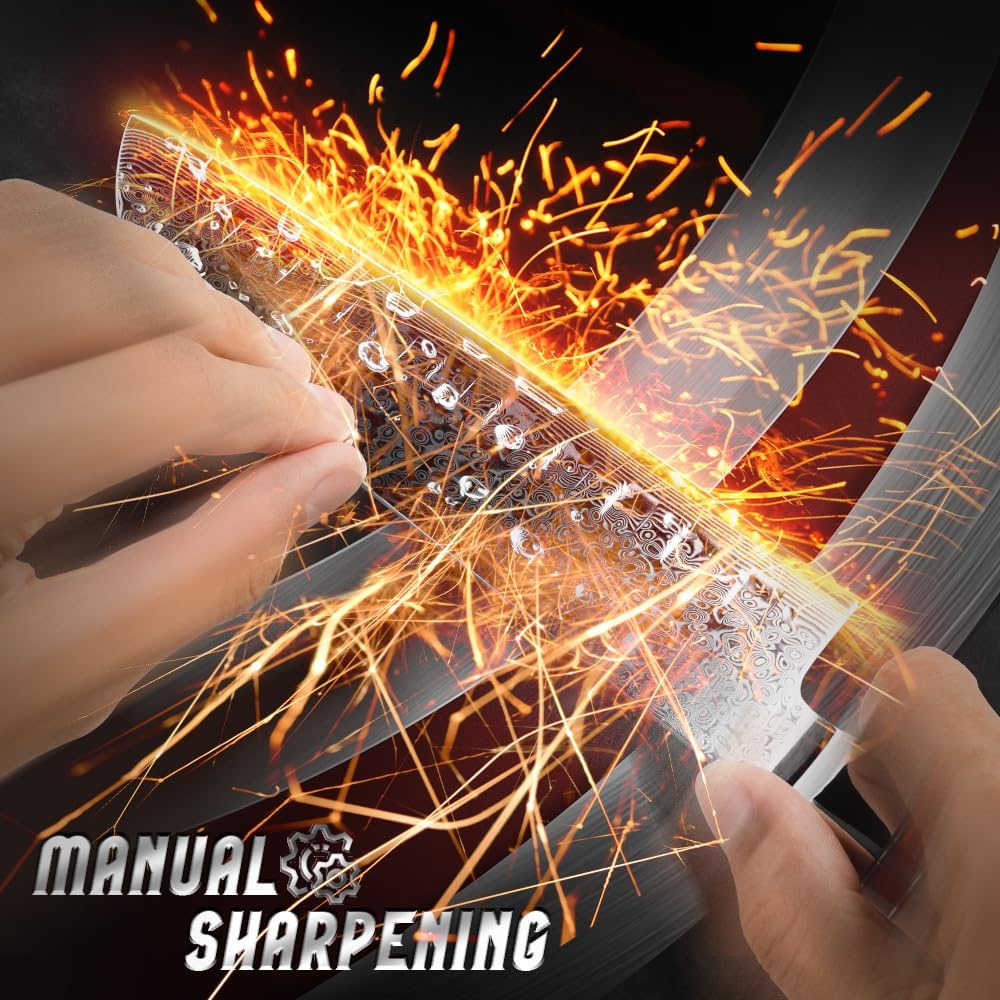 7" Santoku Kitchen Knife Engraved Damascus Pakka Wood Handle