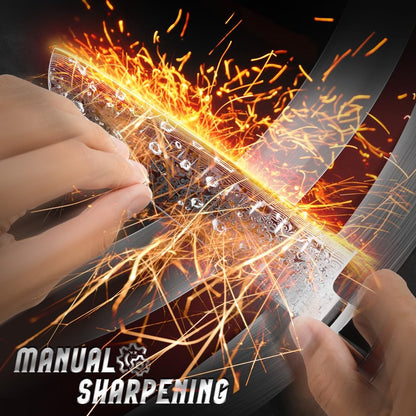 7" Santoku Kitchen Knife Engraved Damascus Pakka Wood Handle