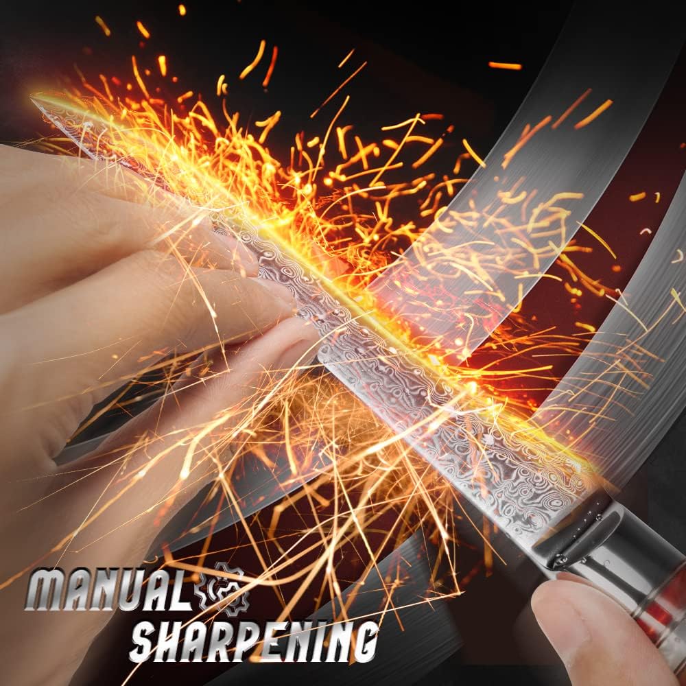 5.5" Boning Kitchen Knife Engraved Damascus Pakka Wood Handle