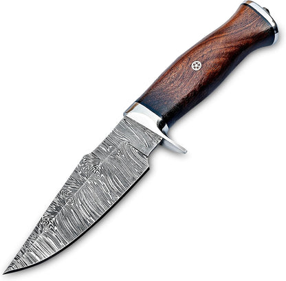 10" Damascus Hunting Knife Walnut Wood Handle