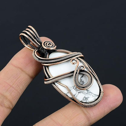 Wire Wrapped Necklace With Howlite Pendant