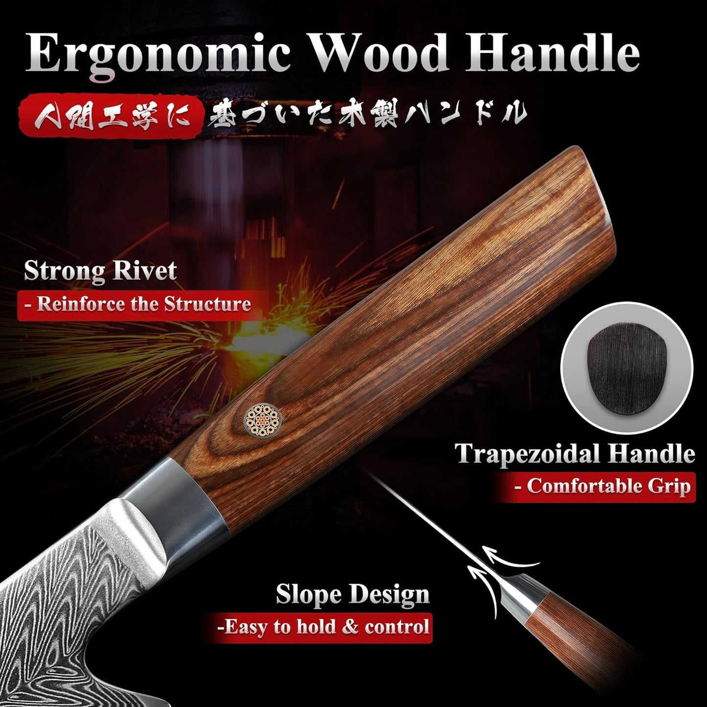 Engraved 8" Damascus Chef Knife Kiritsuke  Kitchen Pakka Wood Handle