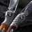 Engraved VG10 Damascus Pocket Knife | Personalized Folding Knife Abalone Inlay | Desert Iron Wood Handle Knife NR39