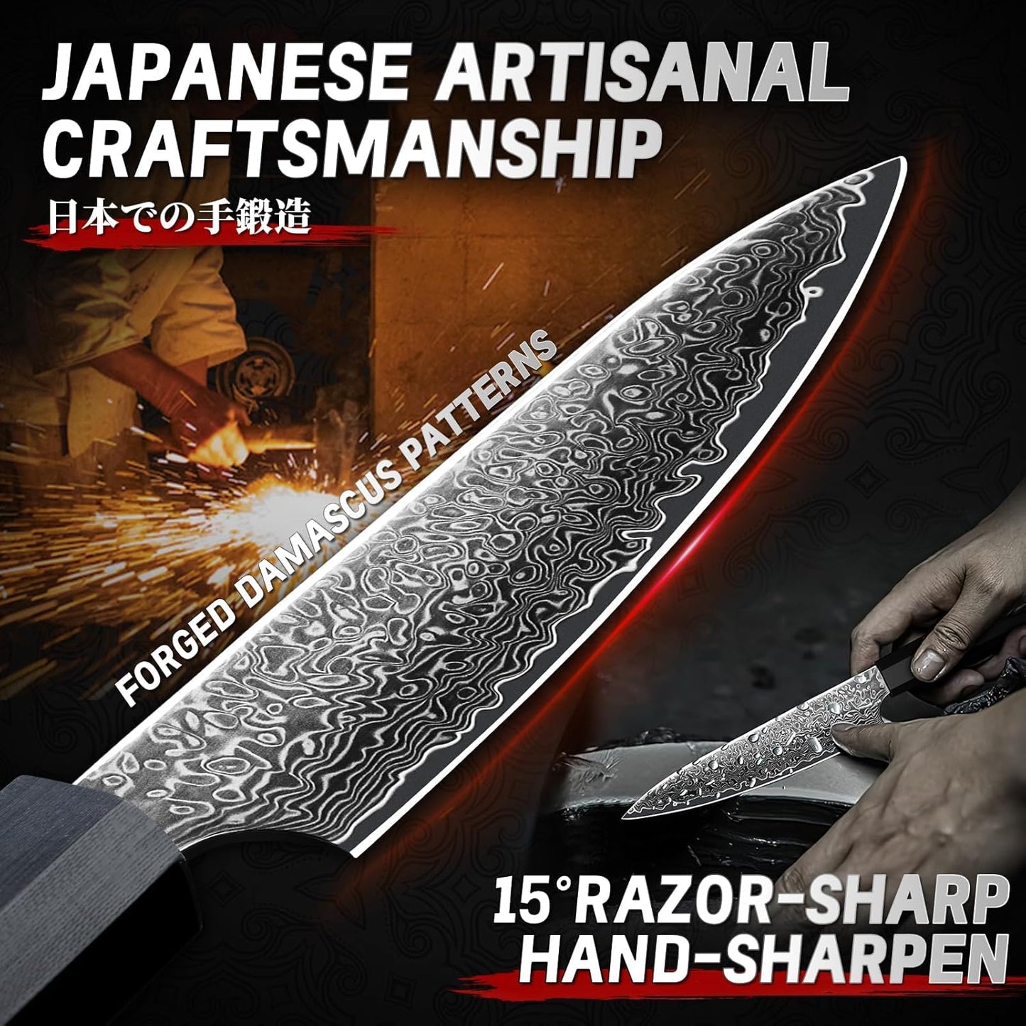 5.7" Utility Kitchen Knife G10 Carbon Fiber Handle