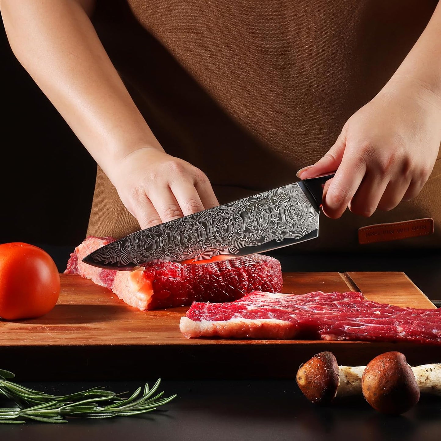 Engraved 8" Damascus VG10 Chef Knife Kitchen Culinary Wood Resin Handle