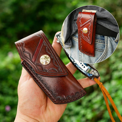 Resin Blue Inlay Damascus Pocket Knife