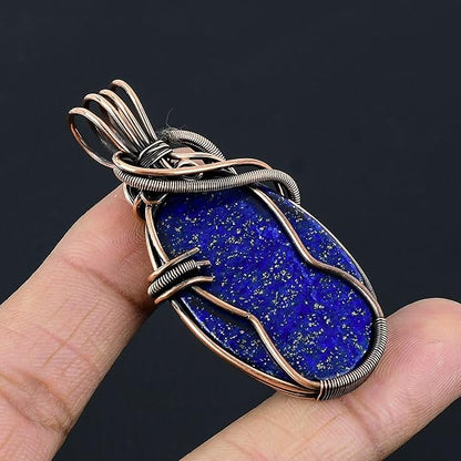 Wire Wrapped Necklace With Lapis Lazuli Pendant