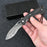 Damascus Folding Pocket Knife Dark Wood Handle NR10