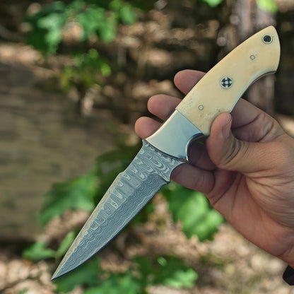Bone Handle 8" Damascus Hunting Knife